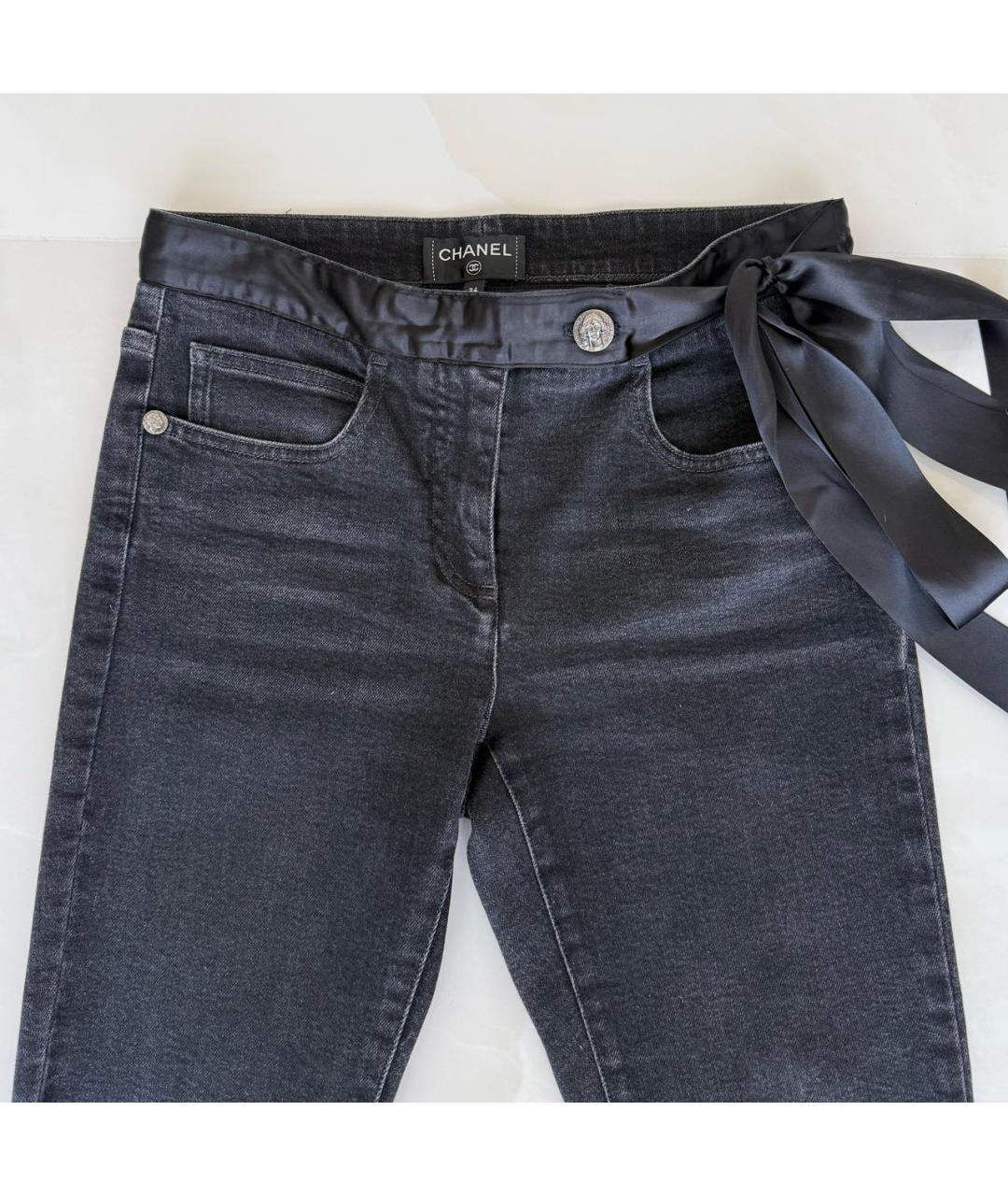 CHANEL Черные хлопковые джинсы слим, фото 3