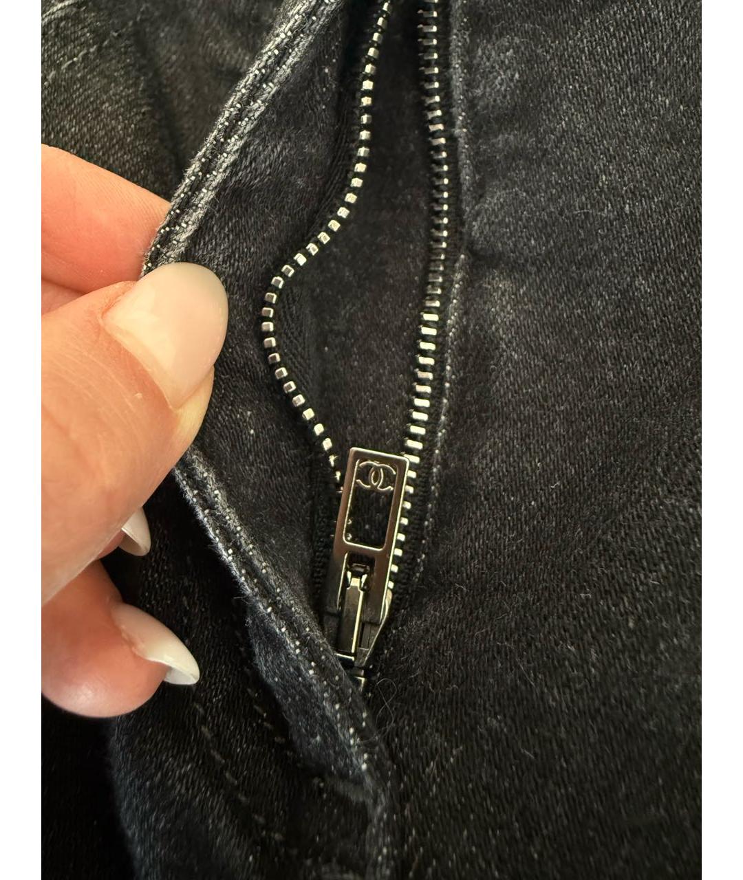 CHANEL Черные хлопковые джинсы слим, фото 6