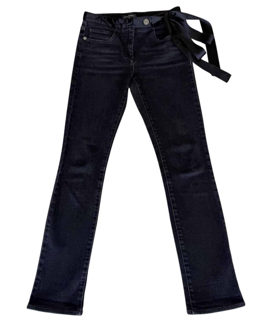CHANEL Черные хлопковые джинсы слим, фото 1