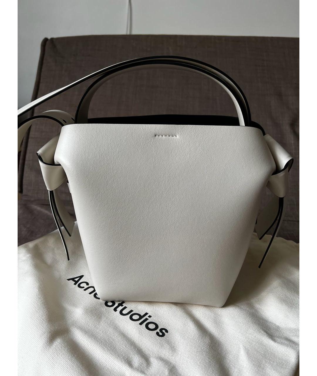 ACNE STUDIOS Белая кожаная сумка с короткими ручками, фото 3
