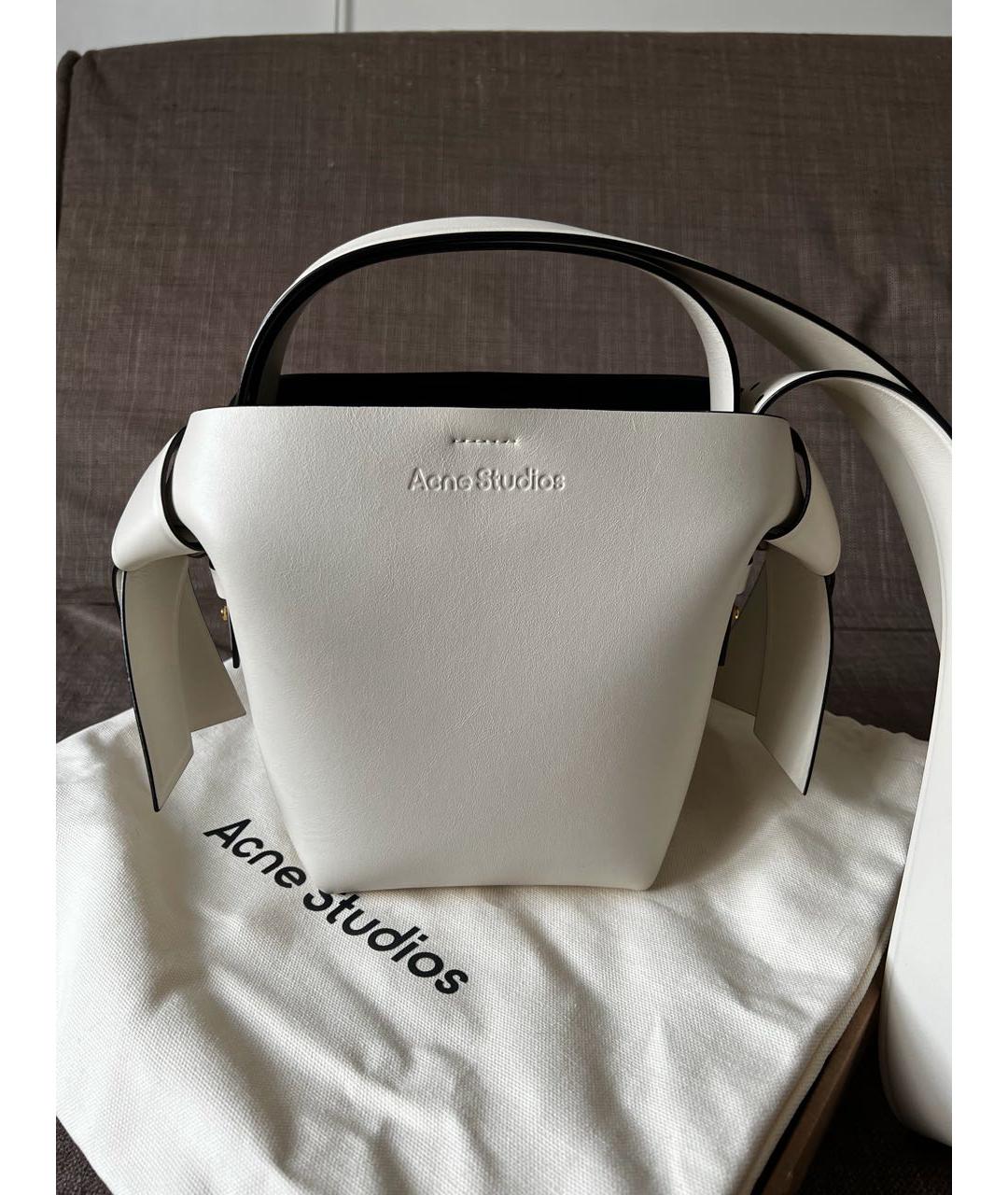 ACNE STUDIOS Белая кожаная сумка с короткими ручками, фото 9