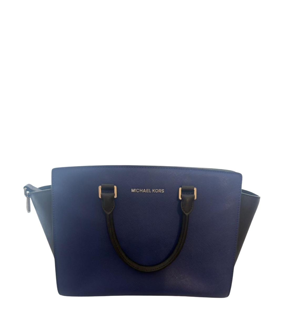 MICHAEL KORS Синяя кожаная сумка тоут, фото 1