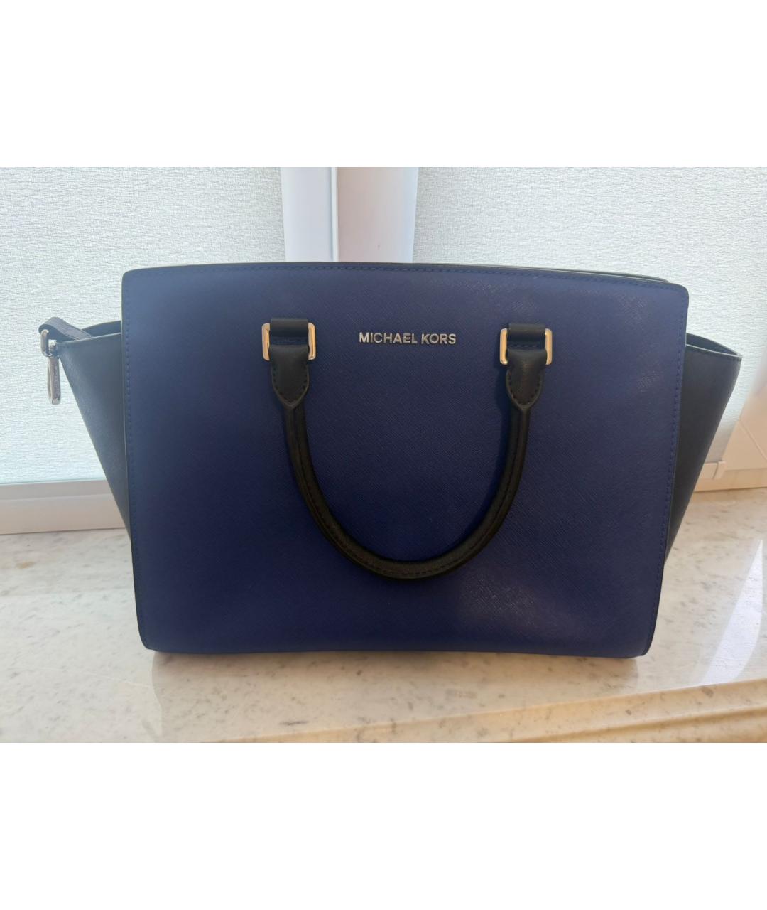 MICHAEL KORS Синяя кожаная сумка тоут, фото 5