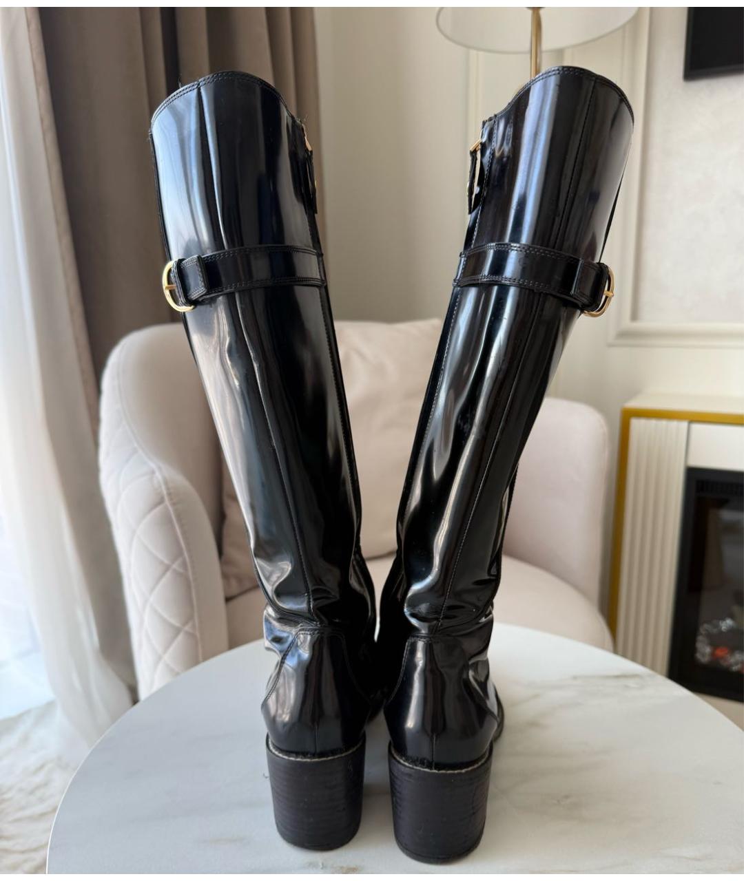 LOUIS VUITTON Черные сапоги из лакированной кожи, фото 4