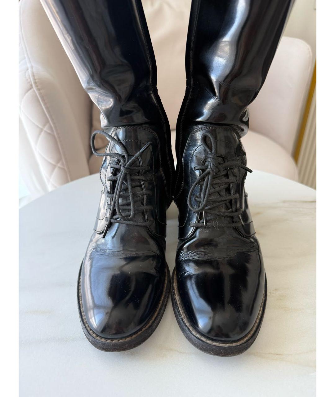 LOUIS VUITTON Черные сапоги из лакированной кожи, фото 3