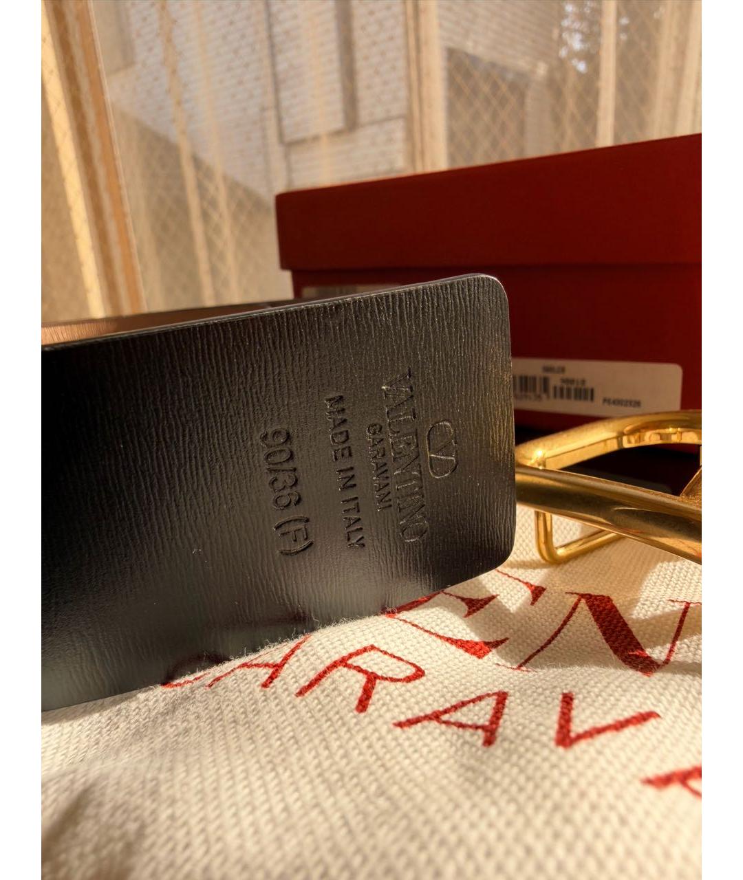 VALENTINO Черный кожаный ремень, фото 4
