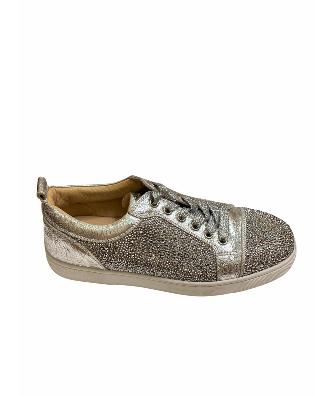 CHRISTIAN LOUBOUTIN Серебряные кожаные кеды, фото 1