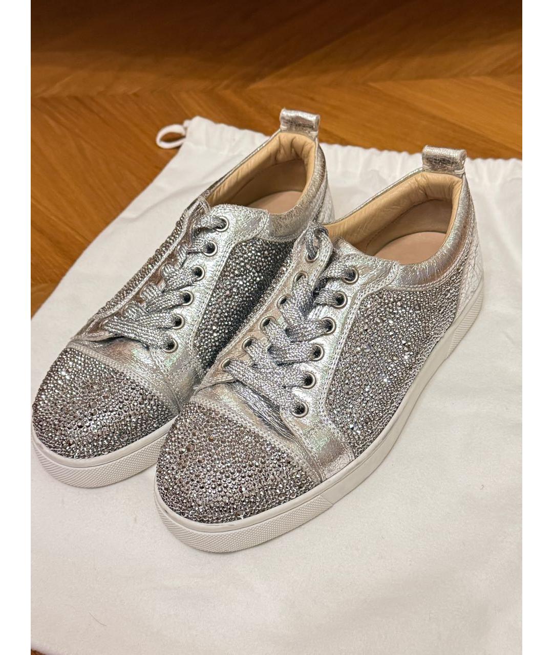 CHRISTIAN LOUBOUTIN Серебряные кожаные кеды, фото 2