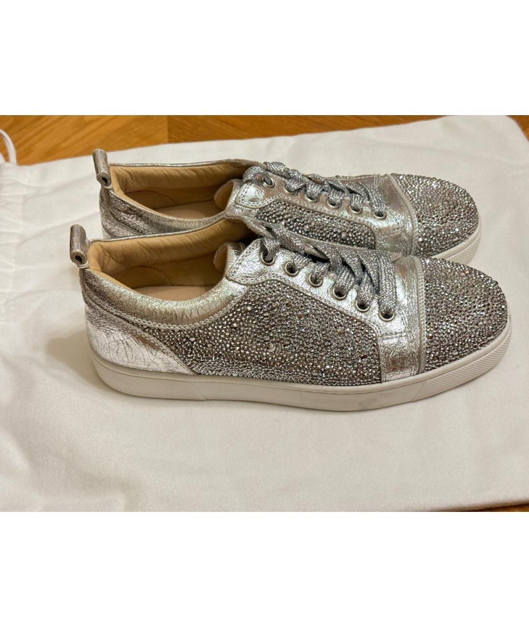 CHRISTIAN LOUBOUTIN Серебряные кожаные кеды, фото 3