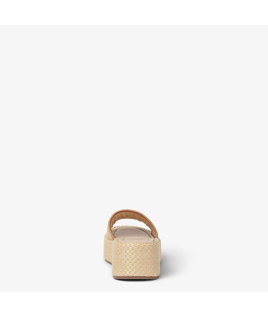 FENDI Бежевые текстильные шлепанцы, фото 3