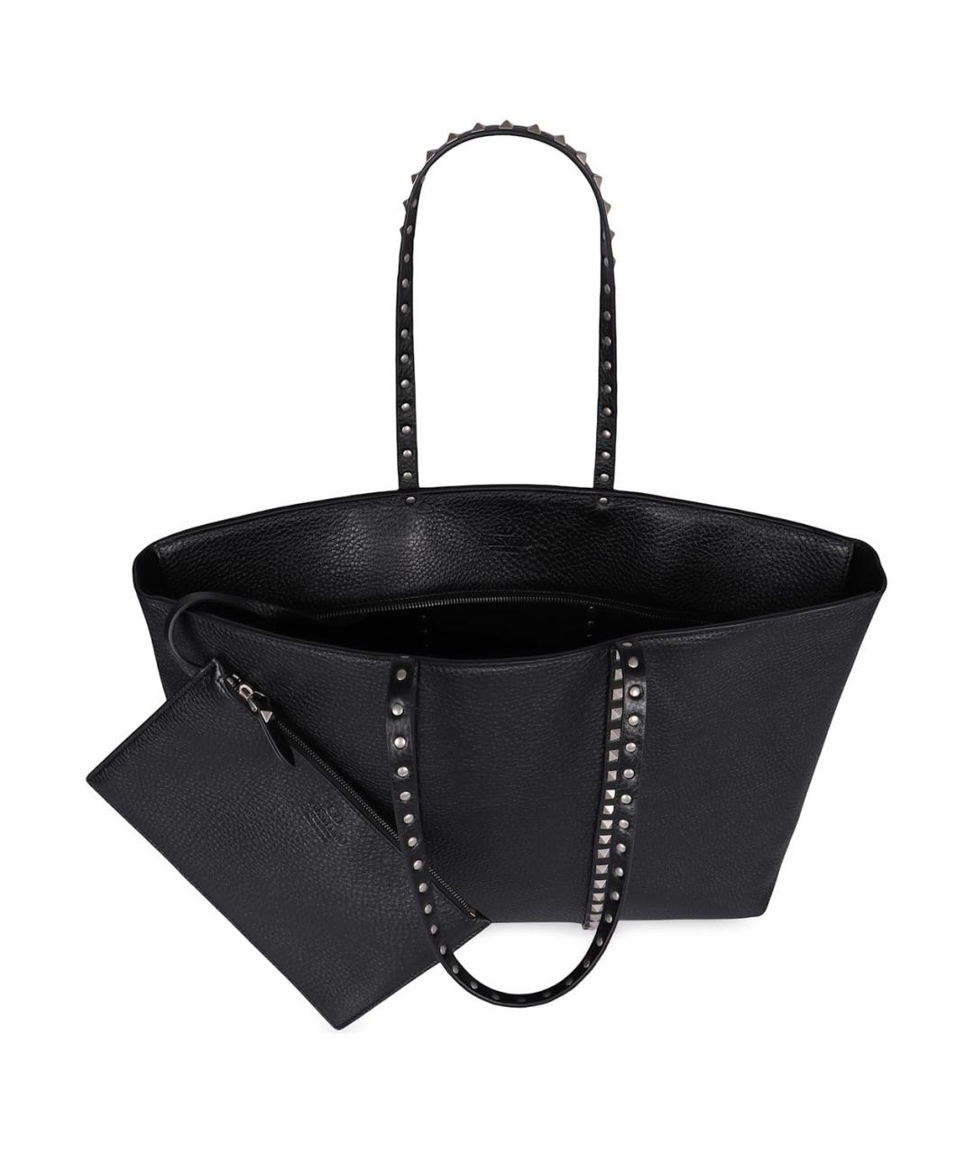 VALENTINO Черная кожаная сумка тоут, фото 3