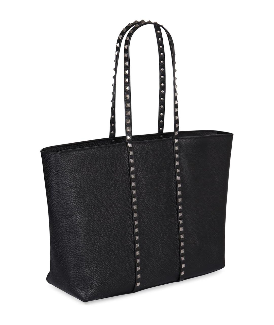 VALENTINO Черная кожаная сумка тоут, фото 2