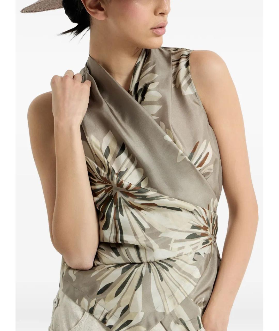 BRUNELLO CUCINELLI Мульти шелковая блузы, фото 5