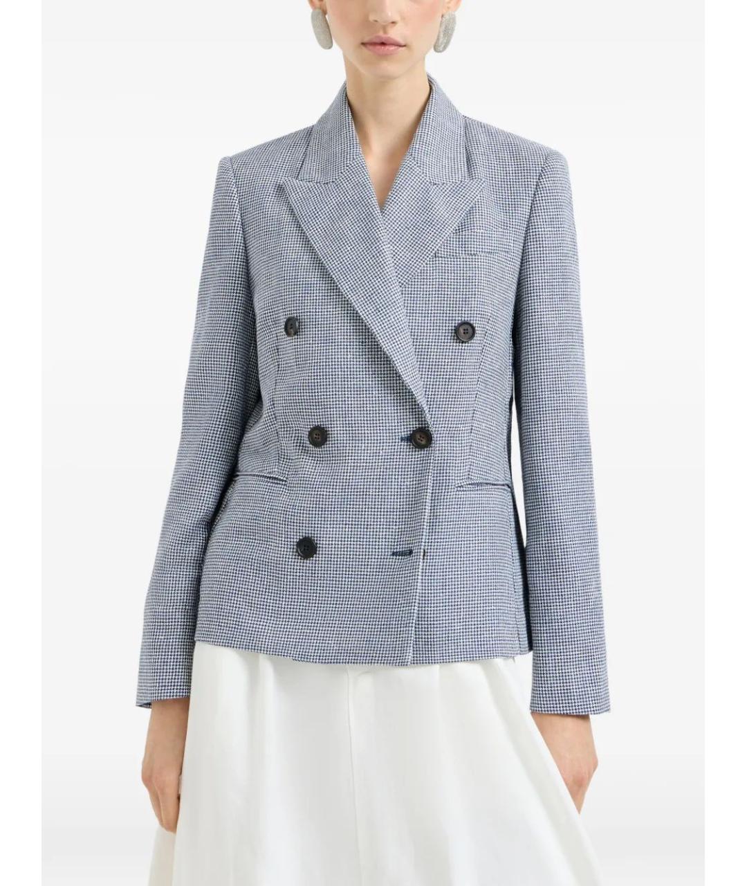 BRUNELLO CUCINELLI Синий льняной жакет/пиджак, фото 3