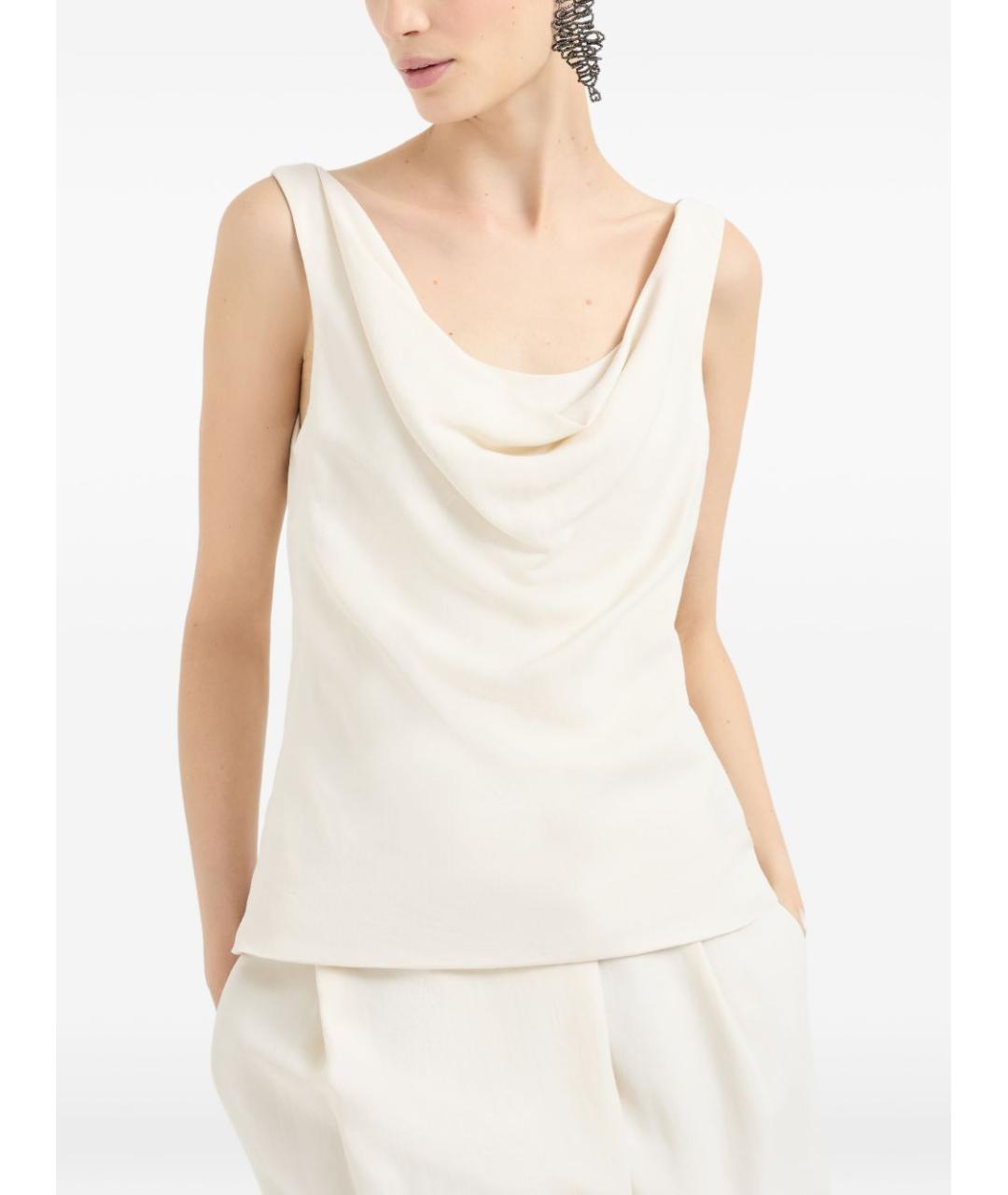 BRUNELLO CUCINELLI Белая льняная майка, фото 5