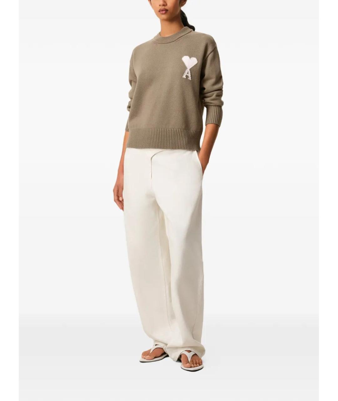 Ami Paris Бежевый шерстяной джемпер / свитер, фото 3