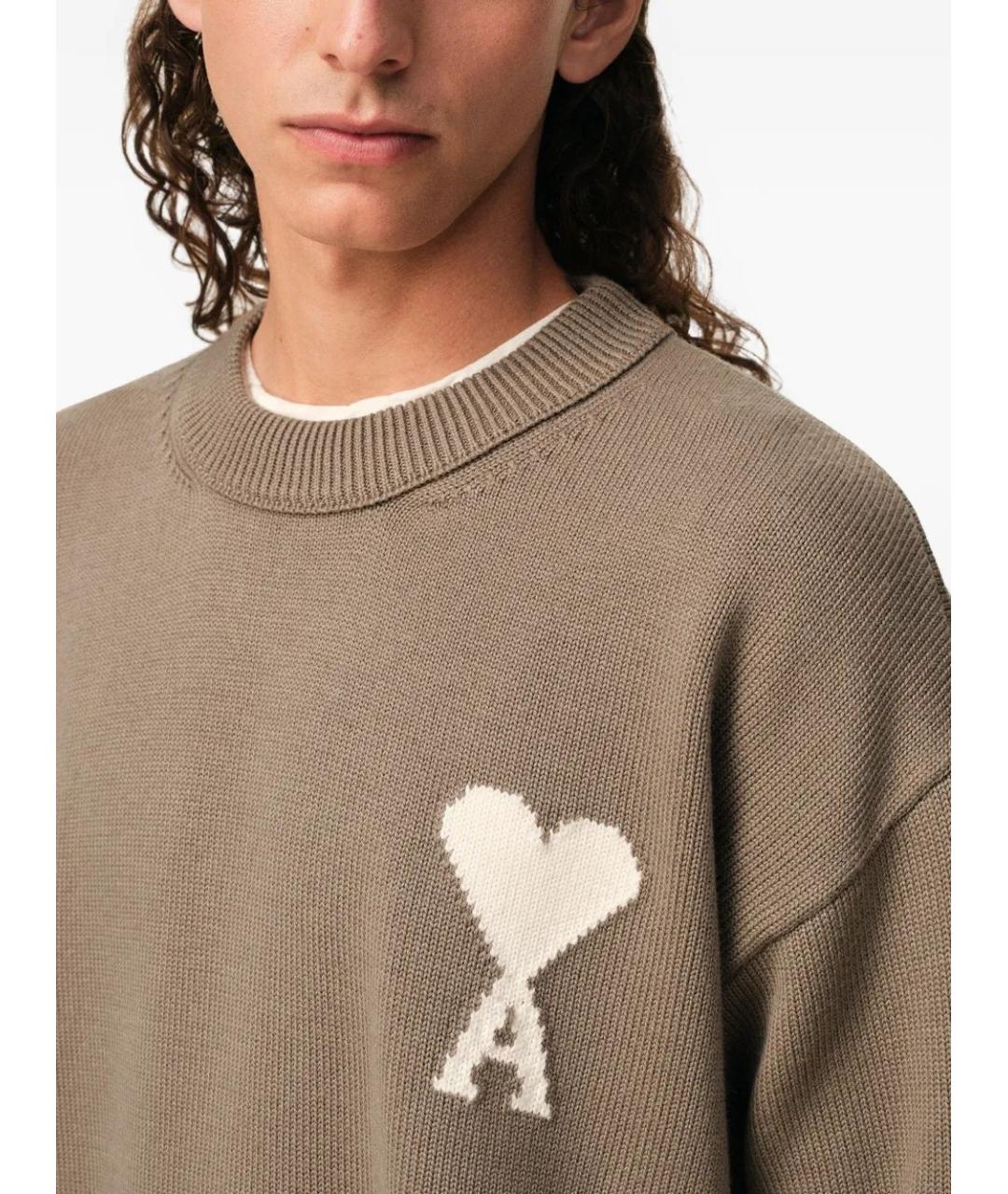 Ami Paris Бежевый шерстяной джемпер / свитер, фото 5