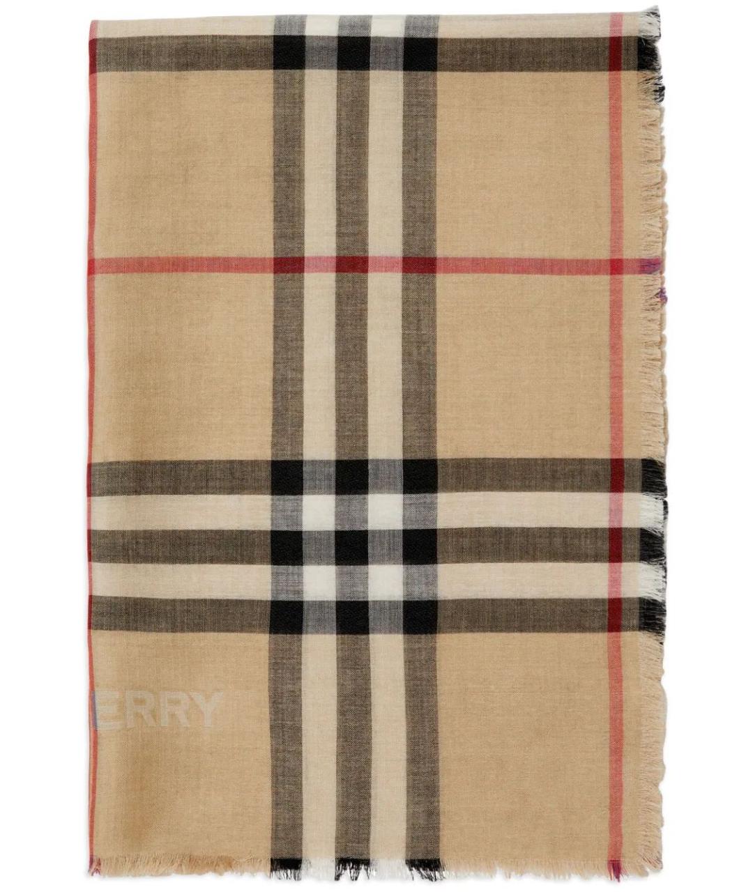 BURBERRY Бежевый шерстяной шарф, фото 1