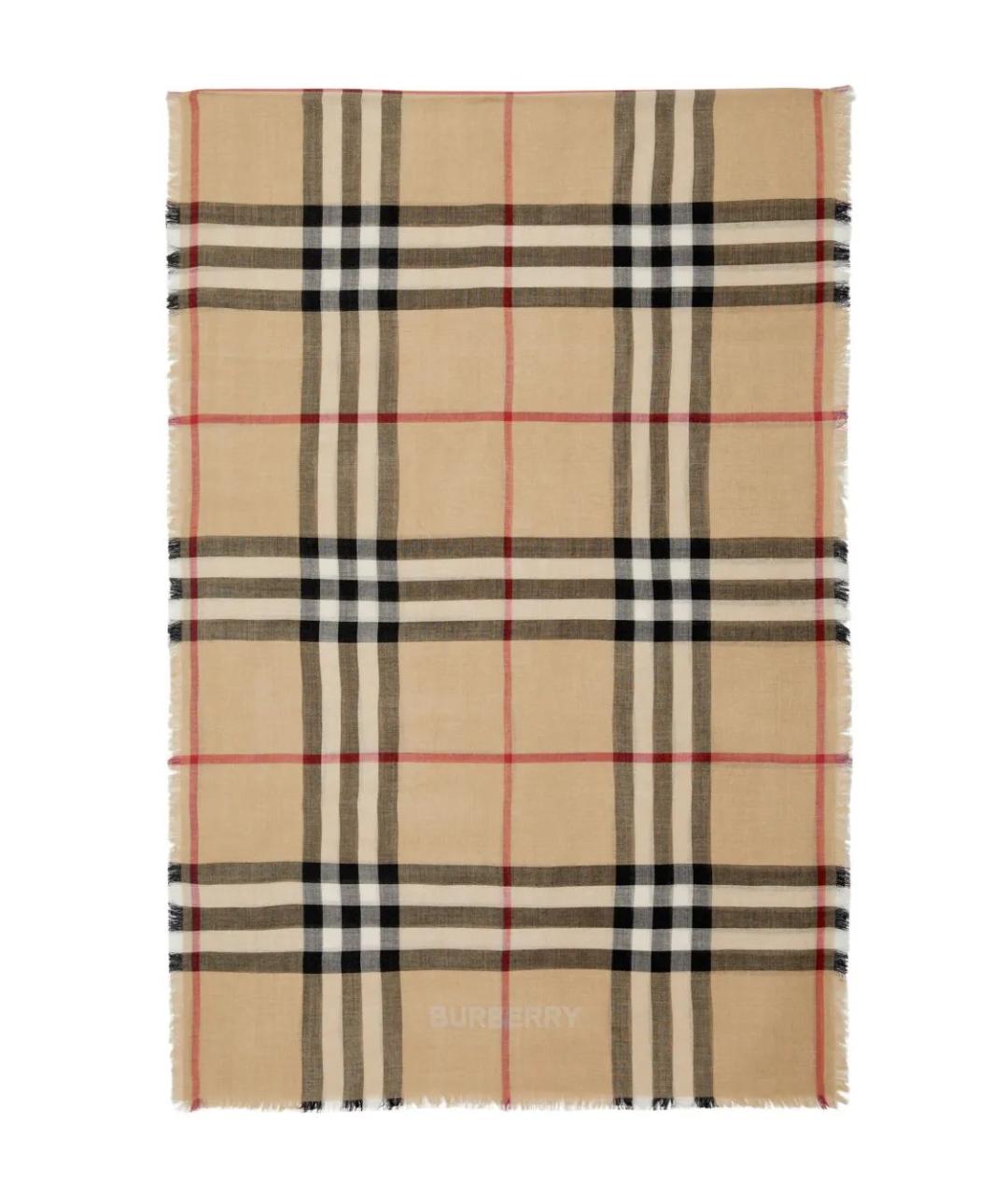 BURBERRY Бежевый шерстяной шарф, фото 3