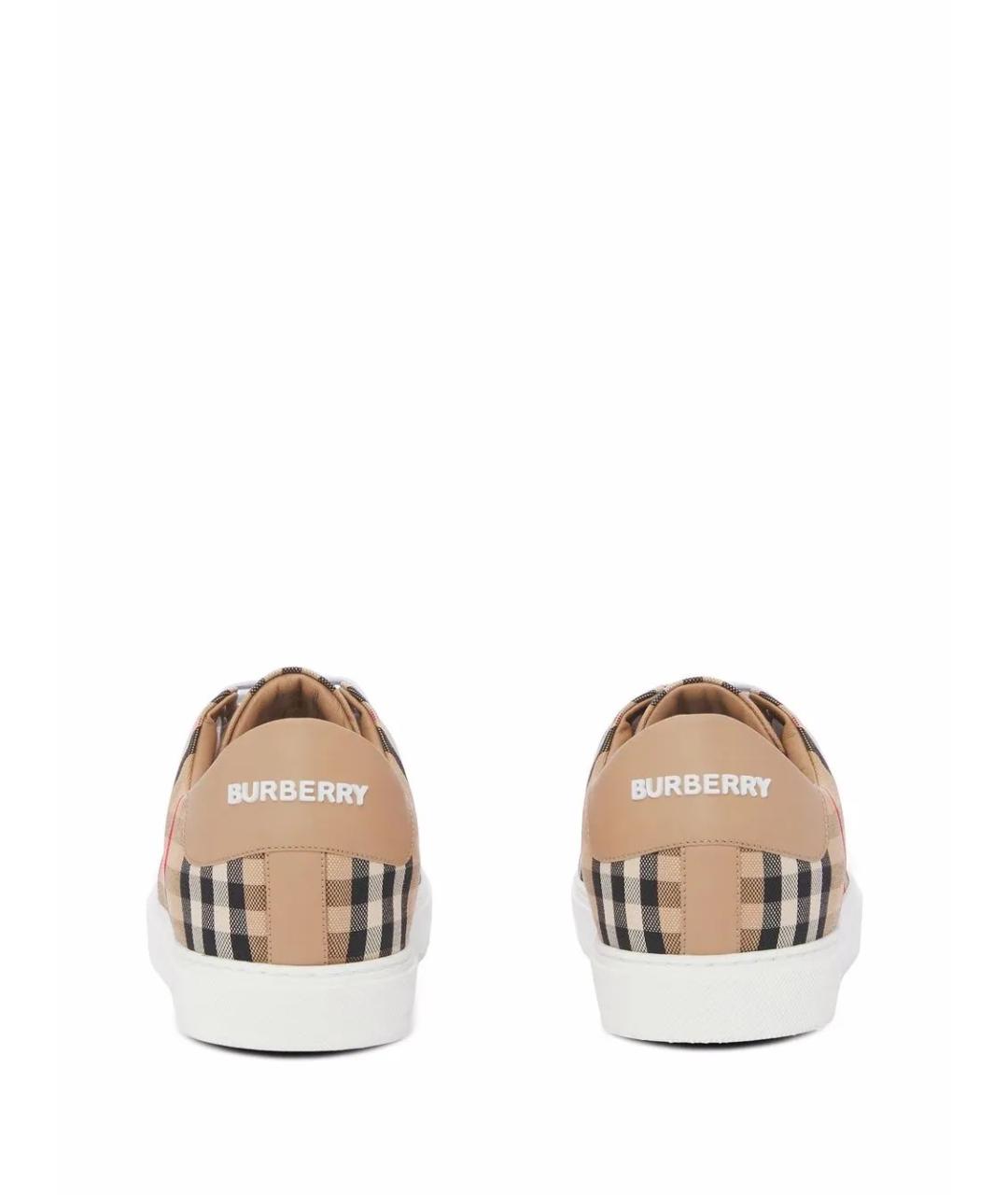 BURBERRY Бежевые кожаные кеды, фото 3