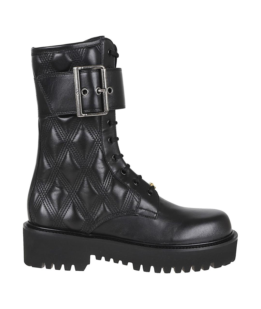 VALENTINO Черные кожаные ботинки, фото 1