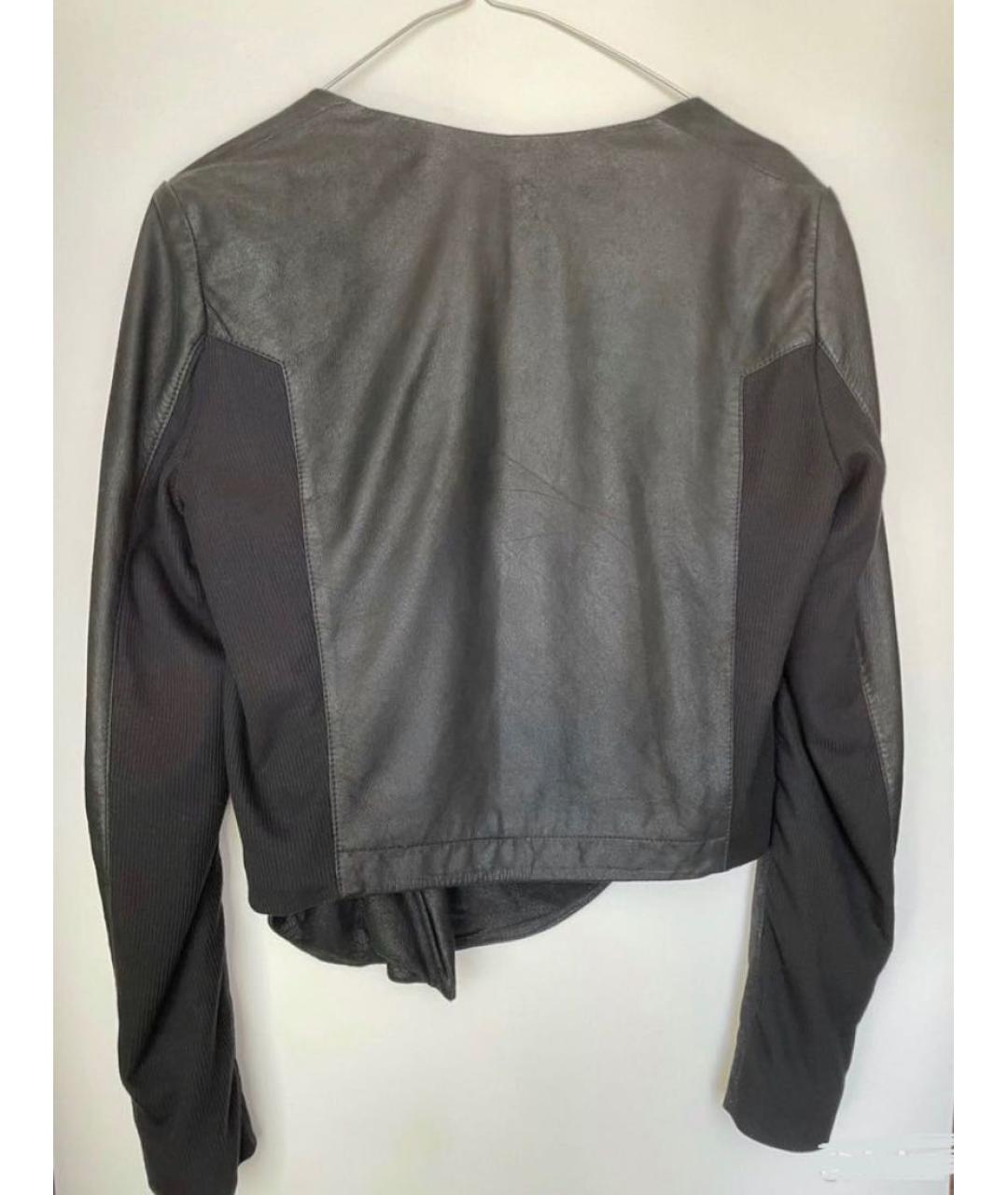 HELMUT LANG Черная кожаная куртка, фото 2