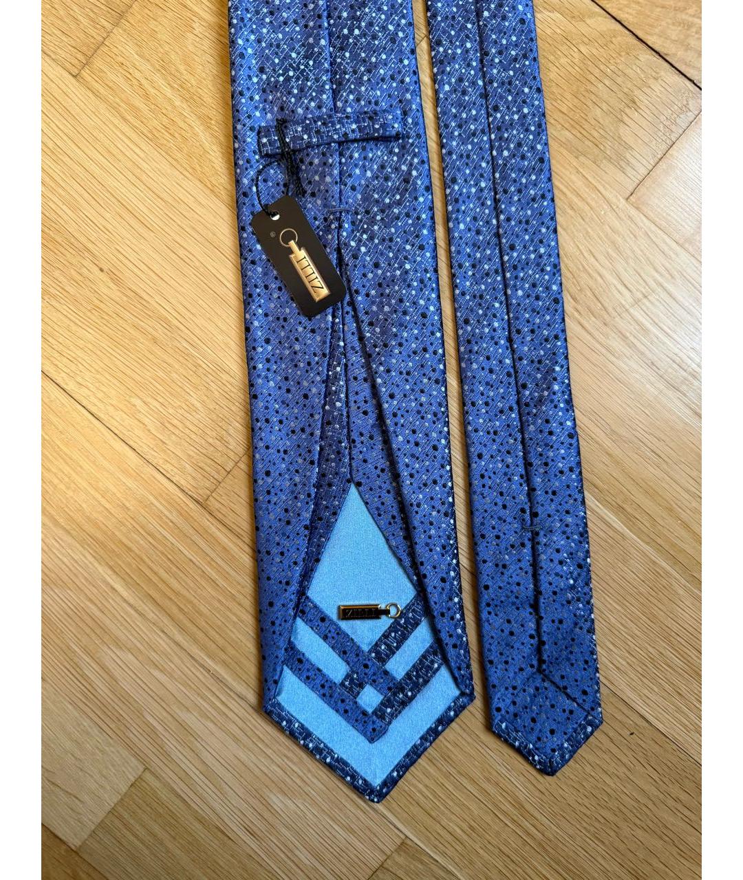 ZILLI Темно-синий шелковый галстук, фото 3