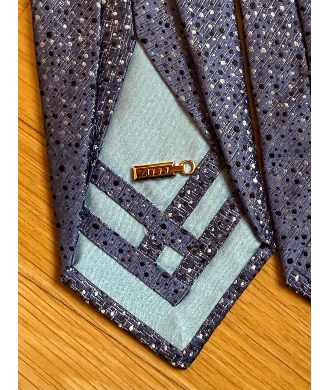 ZILLI Темно-синий шелковый галстук, фото 5