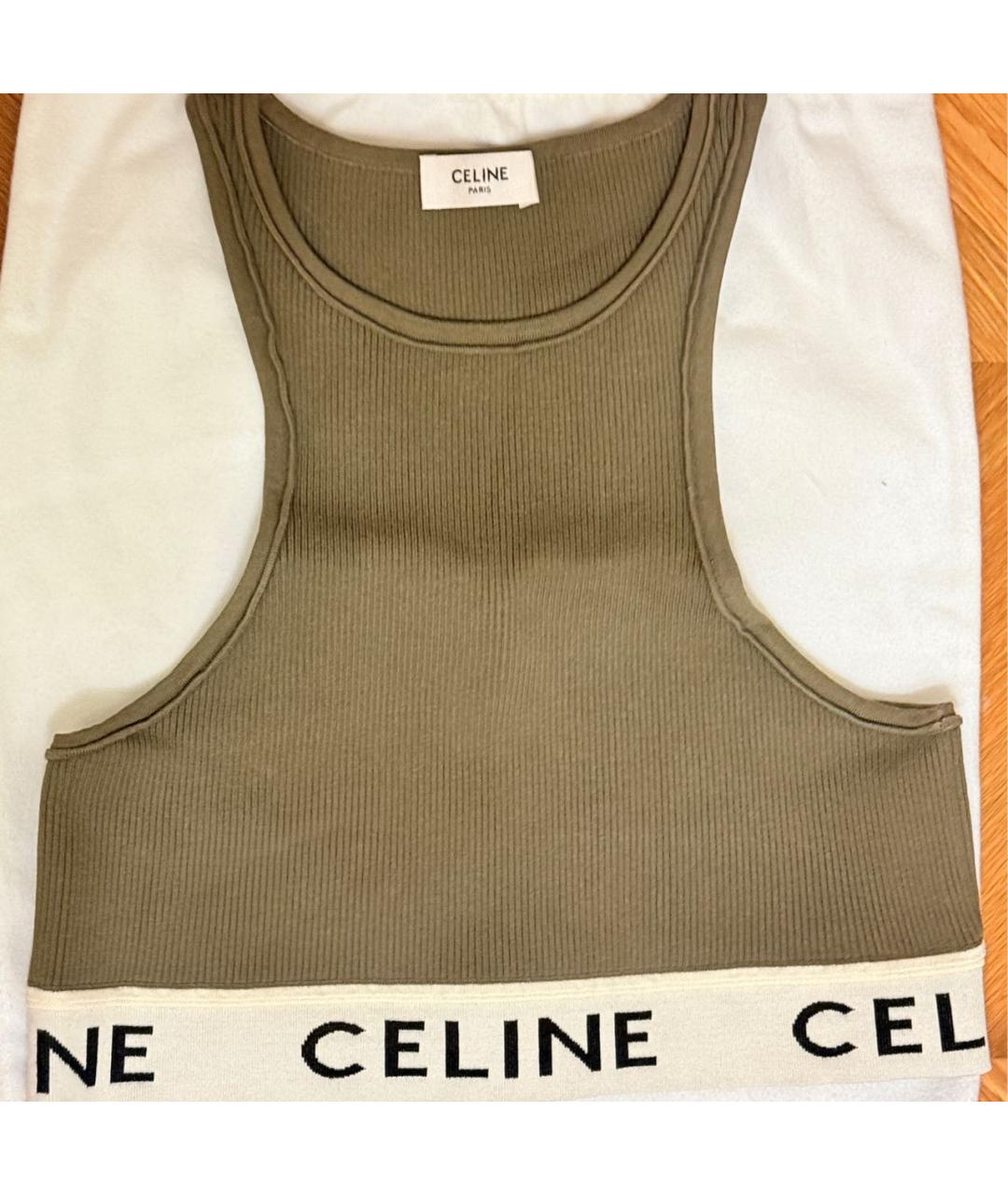 CELINE Хаки хлопковая футболка, фото 2