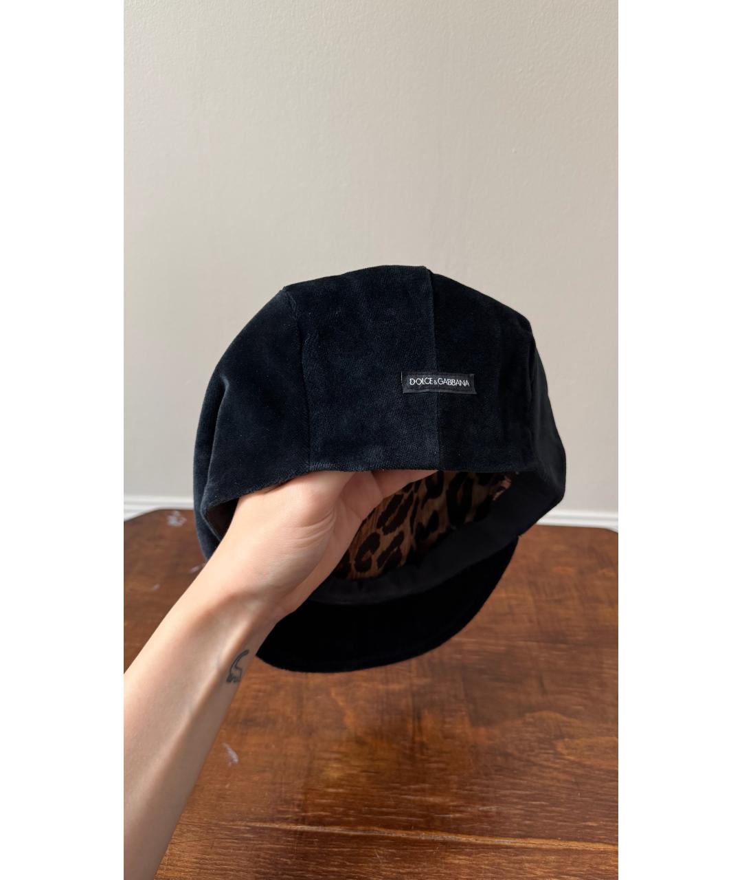 DOLCE&GABBANA Черная бархатная кепка, фото 5