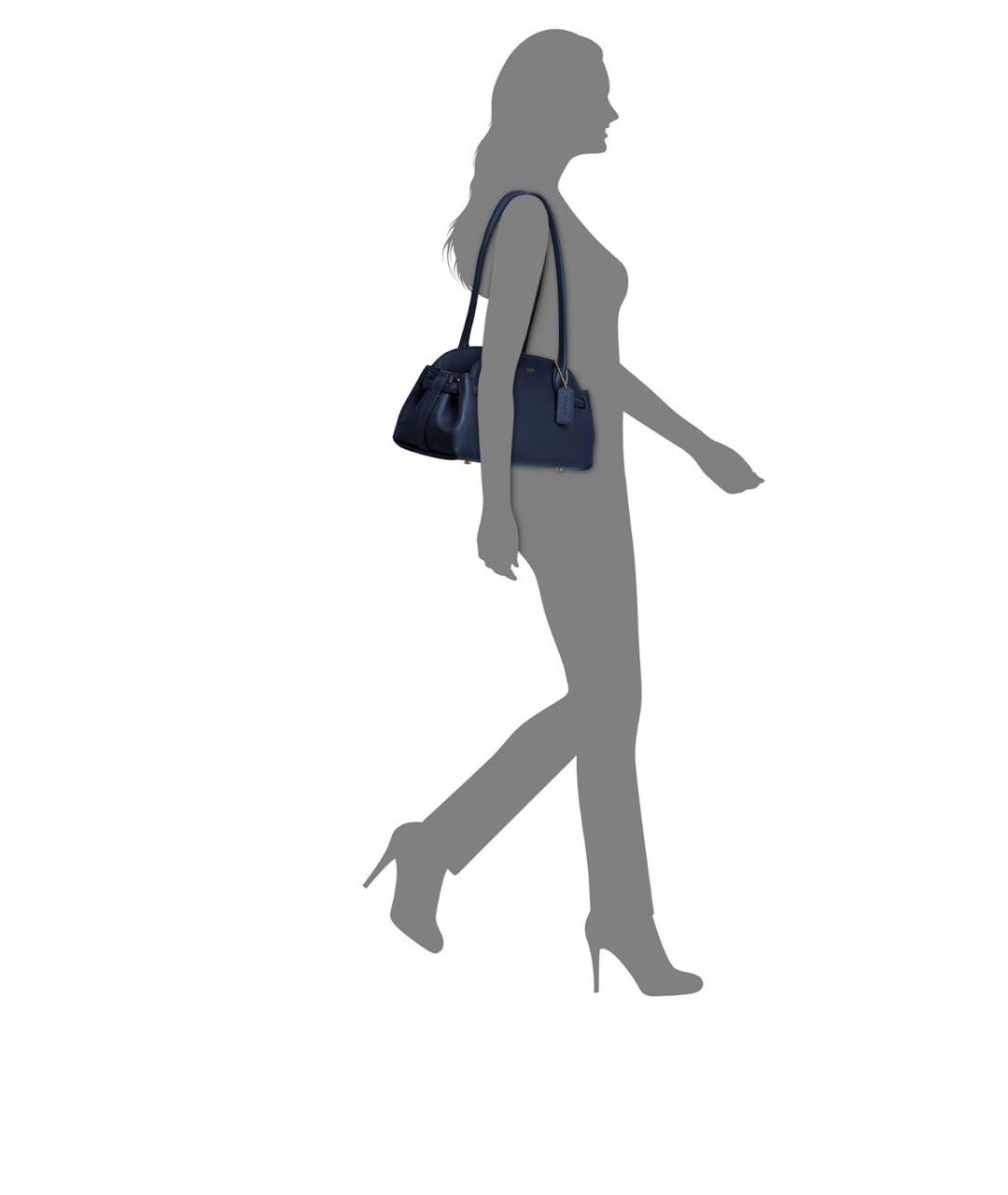 COACH Темно-синяя кожаная сумка с короткими ручками, фото 8