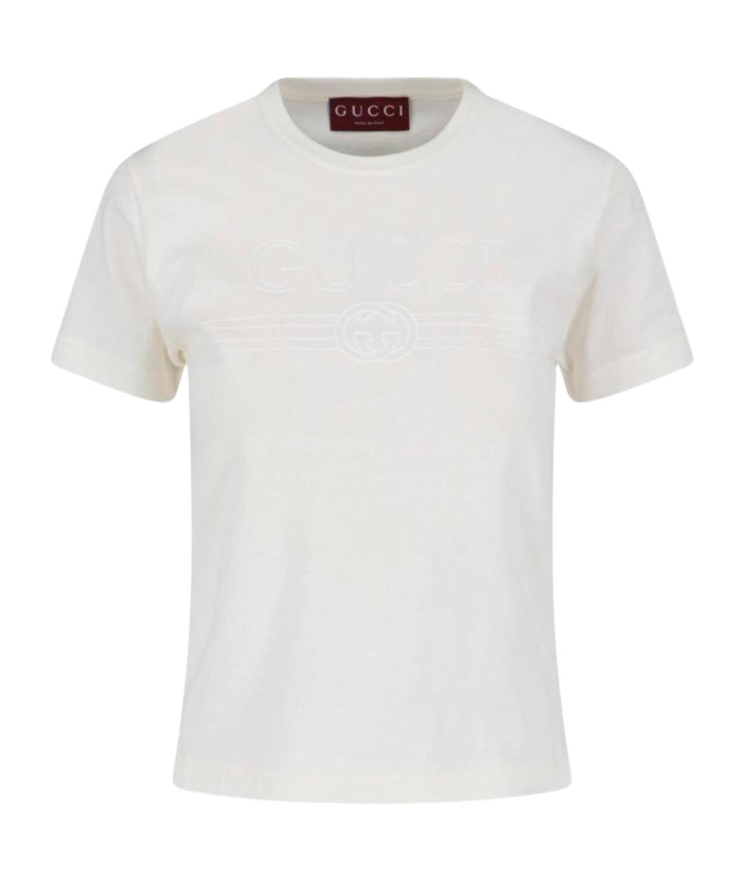 GUCCI Белая хлопковая футболка, фото 1