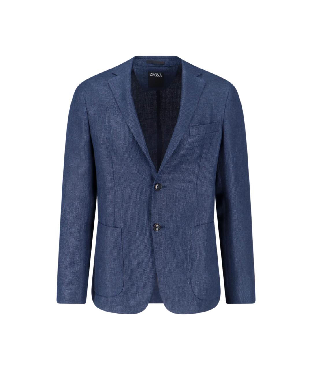 ZEGNA Синий льняной пиджак, фото 1