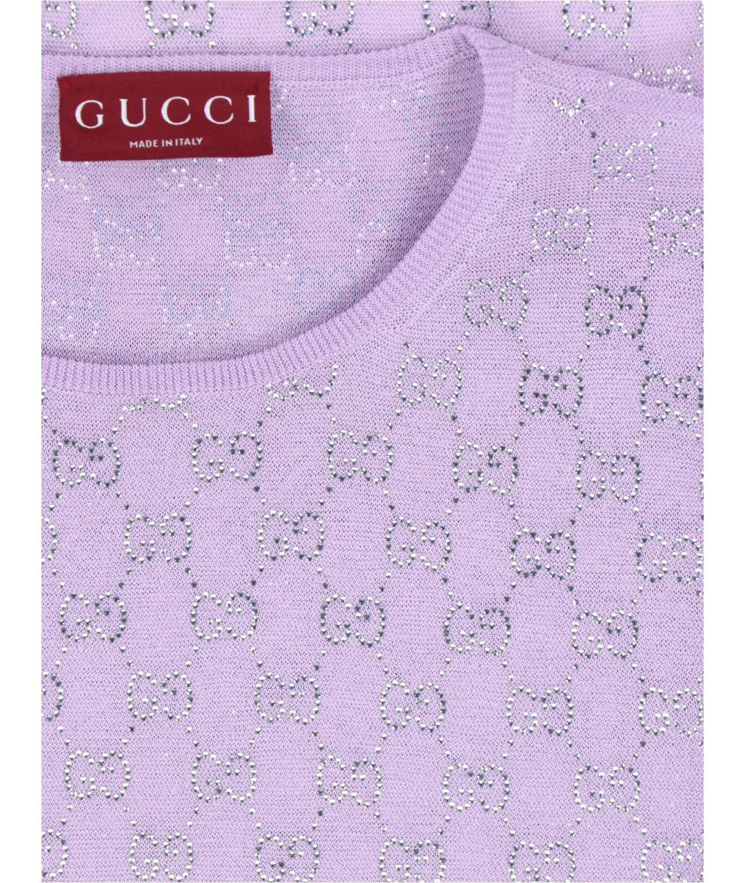 GUCCI Фиолетовый шелковый джемпер / свитер, фото 3