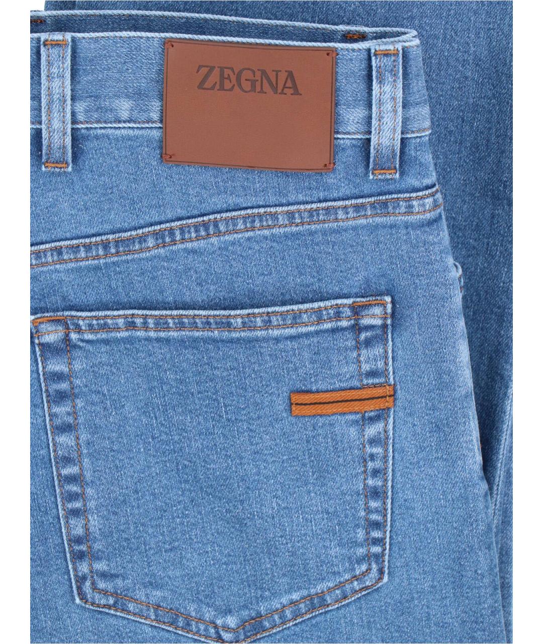 ZEGNA Синие хлопковые прямые джинсы, фото 4