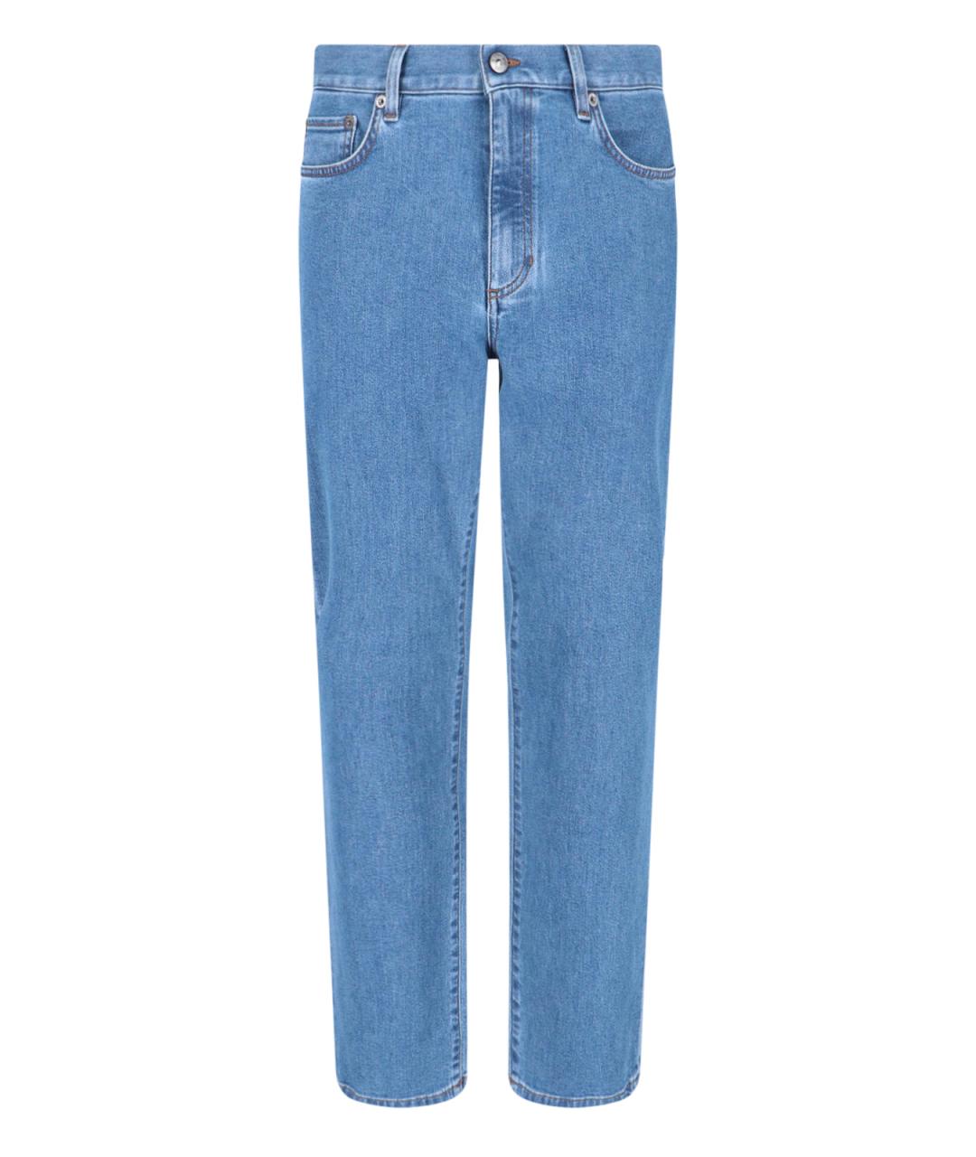 ZEGNA Синие хлопковые прямые джинсы, фото 1