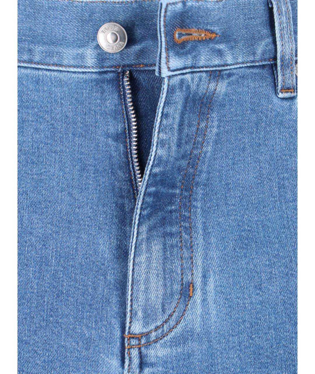 ZEGNA Синие хлопковые прямые джинсы, фото 5