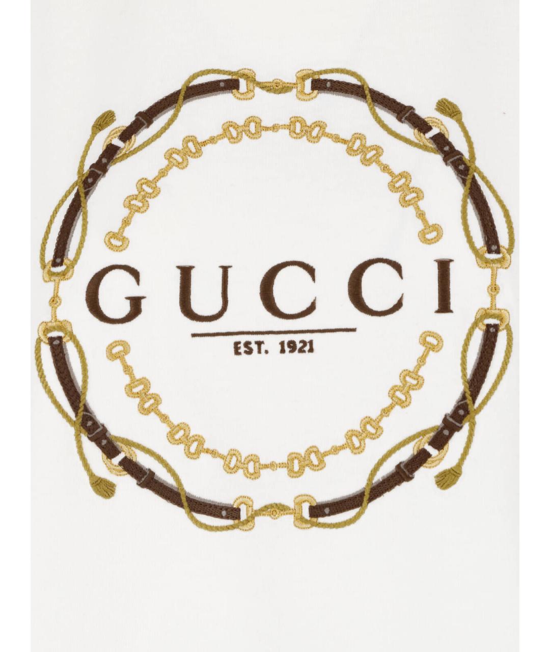 GUCCI Белая хлопковая футболка, фото 3