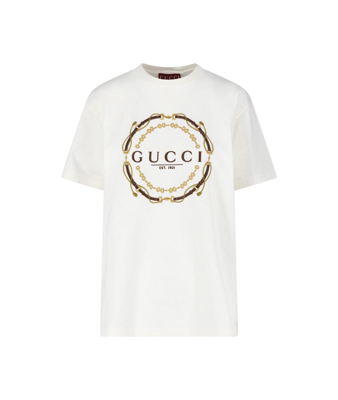 GUCCI Белая хлопковая футболка, фото 1
