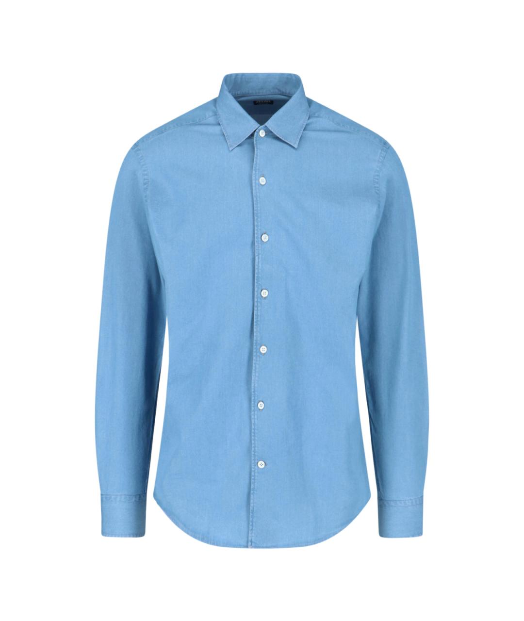 ZEGNA Синяя хлопковая кэжуал рубашка, фото 1