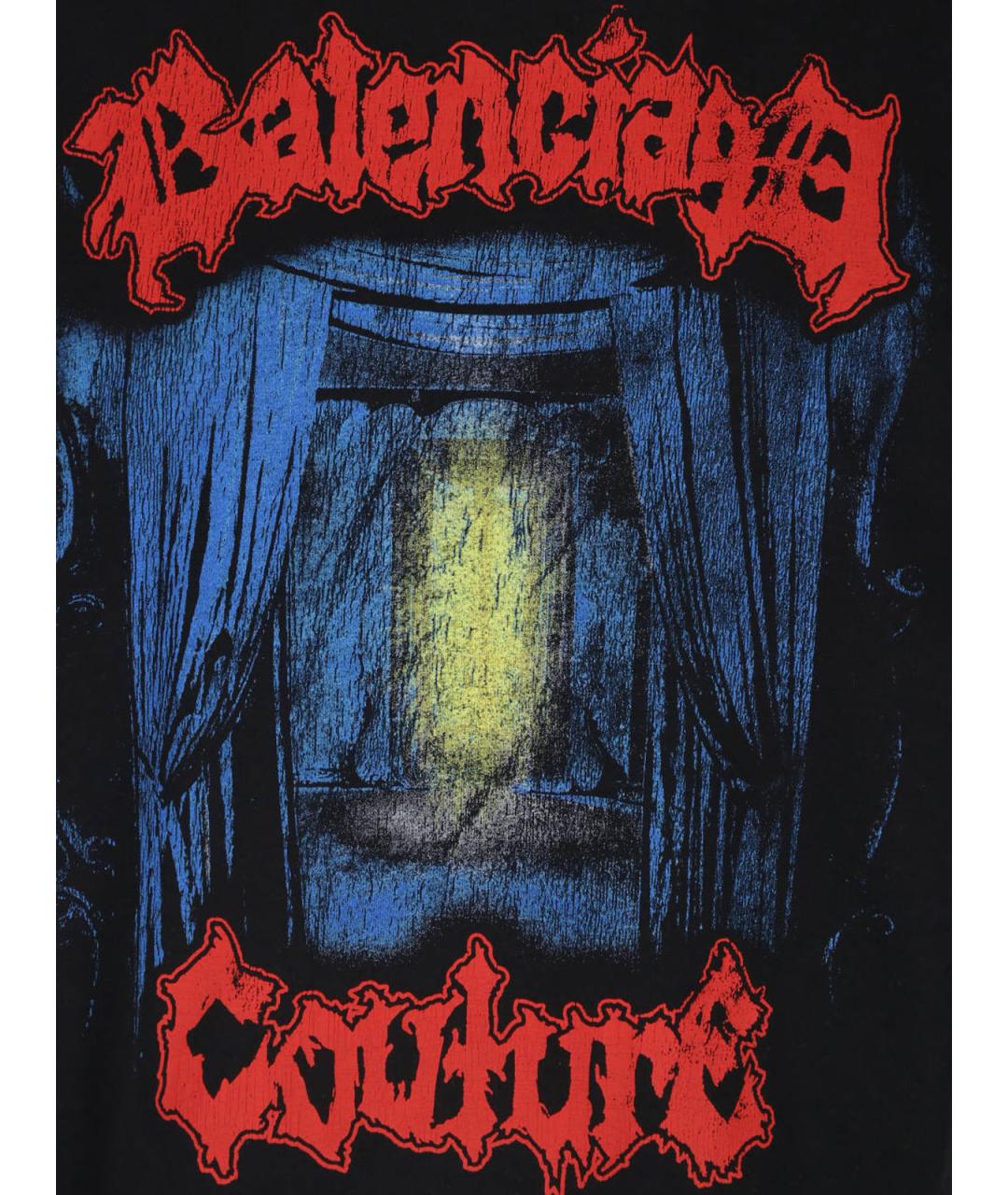 BALENCIAGA Черная хлопковая футболка, фото 3