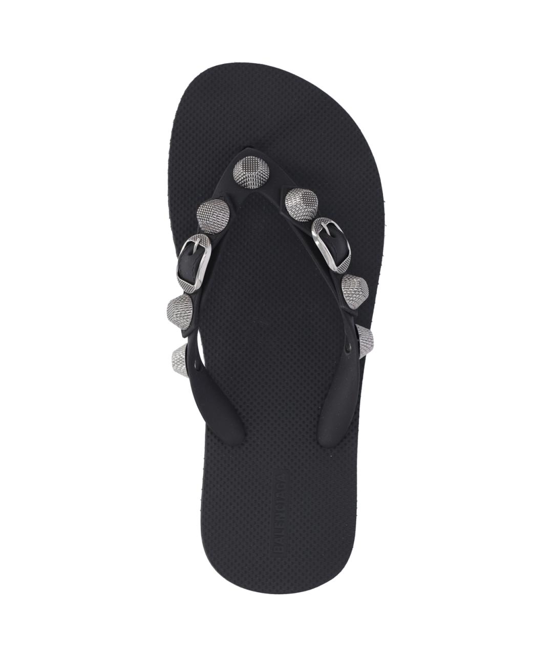 BALENCIAGA Черные резиновые шлепанцы, фото 5