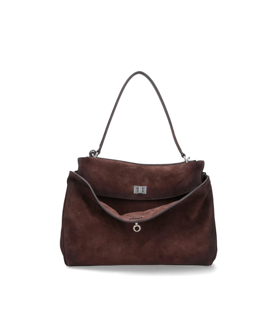 BALENCIAGA Коричневая замшевая сумка тоут, фото 1