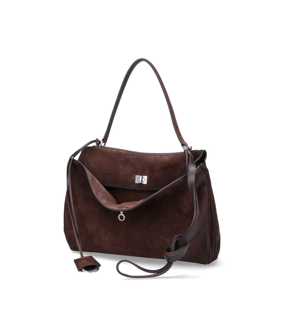 BALENCIAGA Коричневая замшевая сумка тоут, фото 2