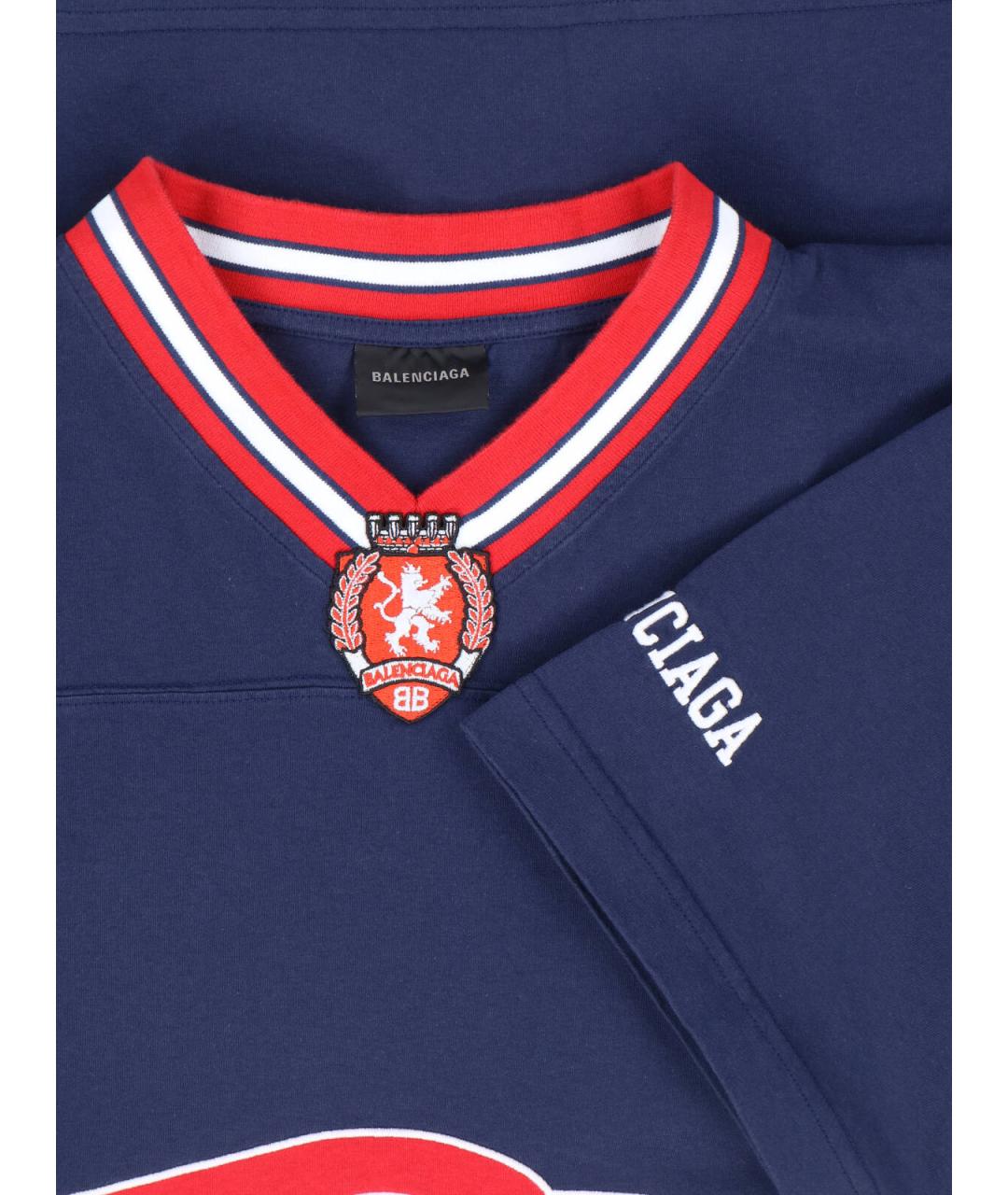 BALENCIAGA Синяя хлопковая футболка, фото 3