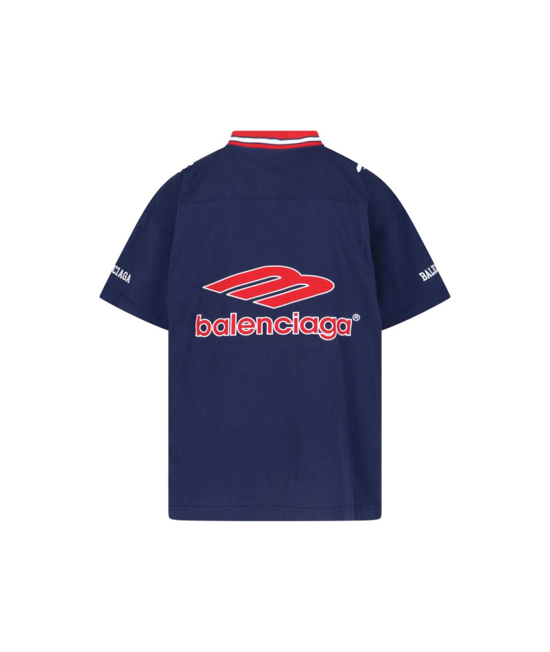BALENCIAGA Синяя хлопковая футболка, фото 2