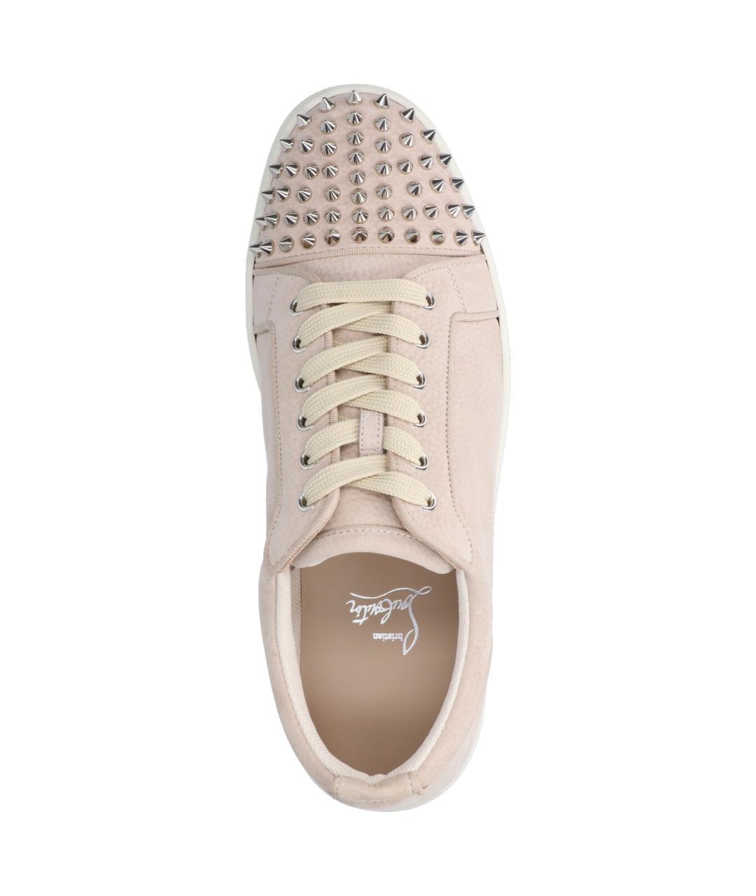 CHRISTIAN LOUBOUTIN Бежевые кожаные низкие кроссовки / кеды, фото 5