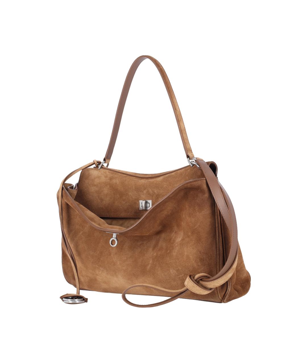 BALENCIAGA Коричневая замшевая сумка тоут, фото 2