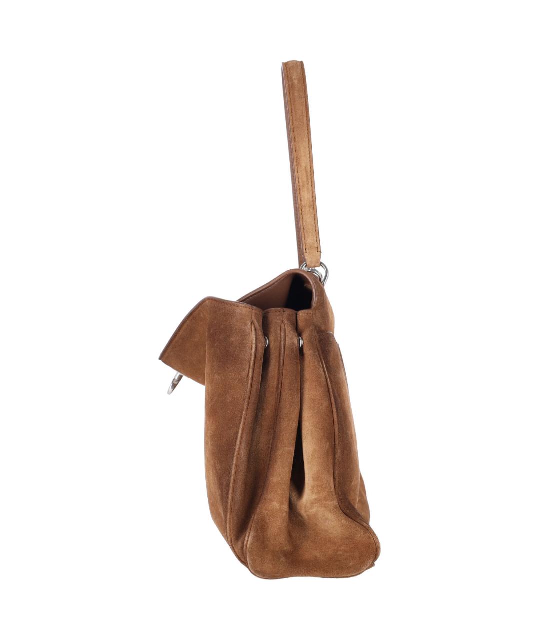BALENCIAGA Коричневая замшевая сумка тоут, фото 5