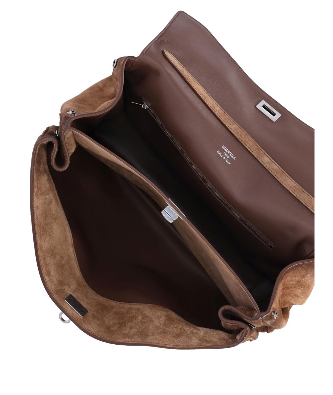 BALENCIAGA Коричневая замшевая сумка тоут, фото 4